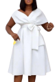 Robe de femme - Women Dress -white-05